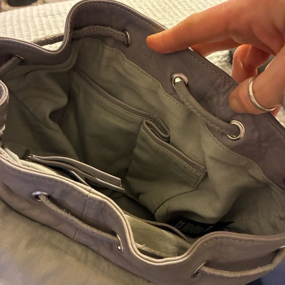 Elegant Day & Mood Gray Leather Backpack - Picture 8 of 15